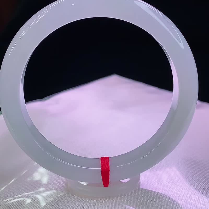 缅甸老坑 天然A货翡翠手镯 圈口56.5MM 冰润细腻水头足 编号08727 - 手链/手环 - 玉石 