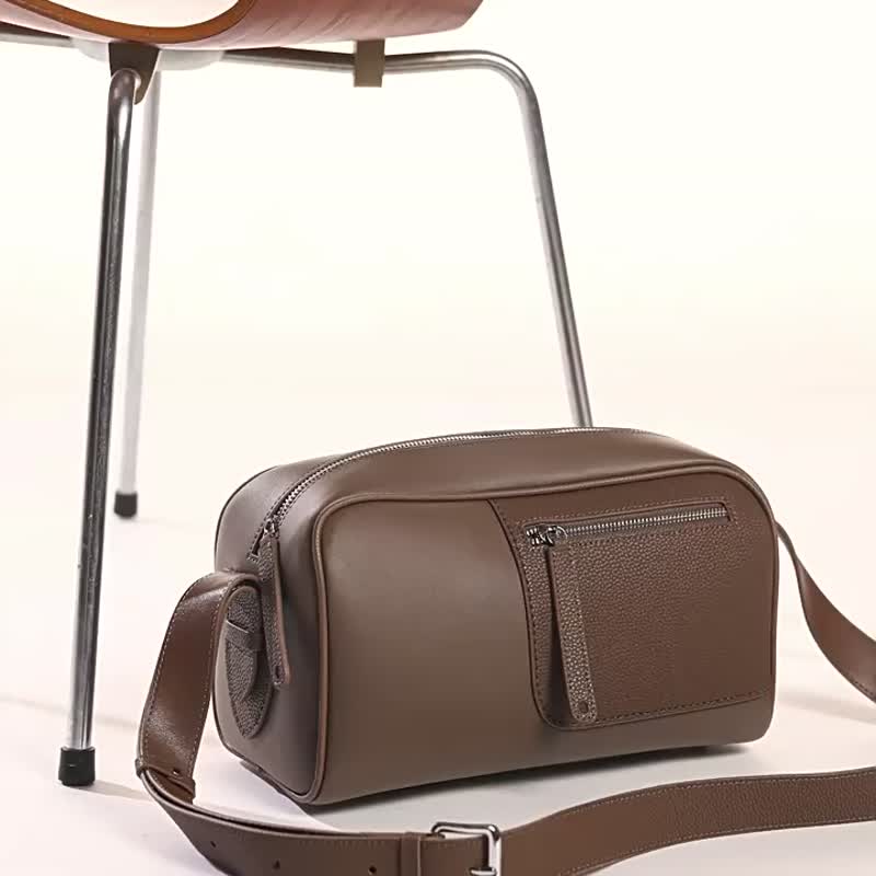 diy手工包男士TOGO真牛皮斜挎包通勤高级感单肩小包材料包 - 侧背包/斜挎包 - 其他材质 