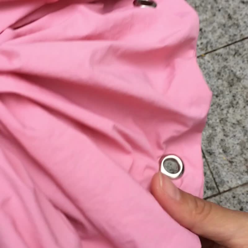 共6色- 粉红色手机套百褶手提小袋拼同色购物肩背袋 (可分拆使用) - 手提包/手提袋 - 尼龙 粉红色