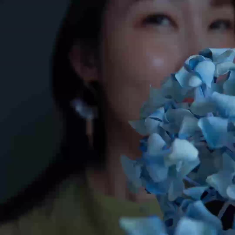 坦桑石 垂坠花朵耳环 耳夹 | 紫色 | 12月诞生石 - 耳环/耳夹 - 其他材质 紫色