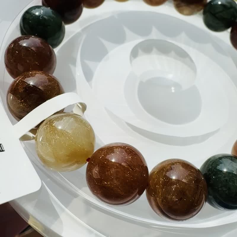 性价比甜甜价钢丝球效应爆闪彩发晶 12mm45.05g 正财偏财运势提升 - 手链/手环 - 水晶 