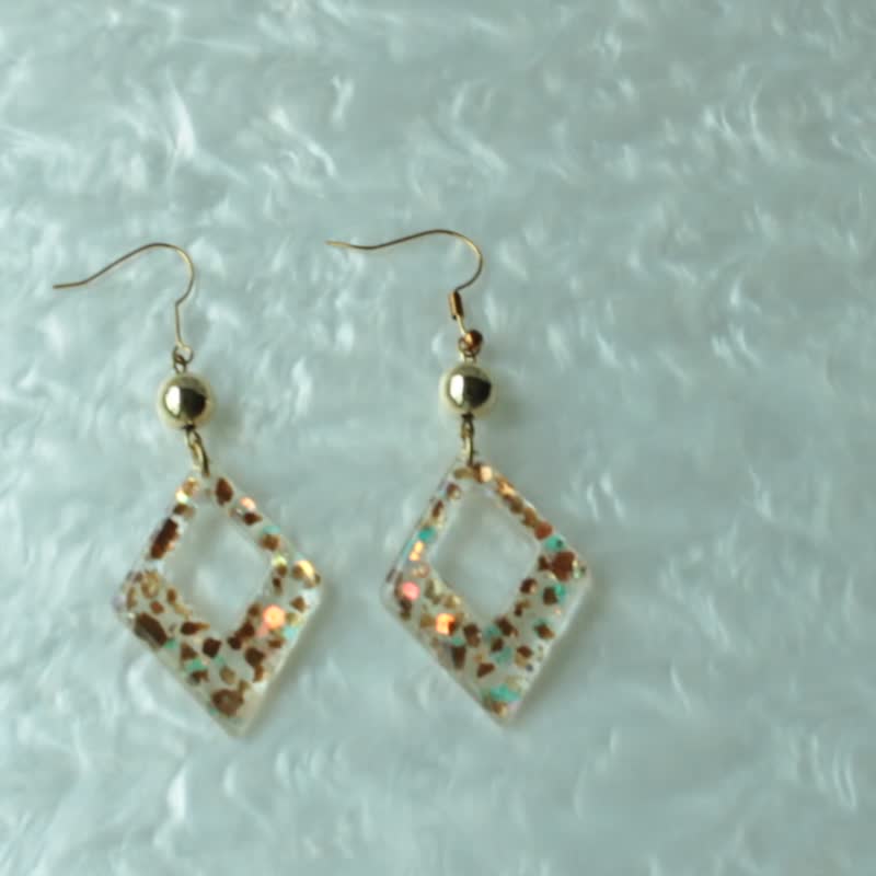 冰块橘色调秋天(耳针/耳勾/耳夹) - 耳环/耳夹 - 植物．花 橘色