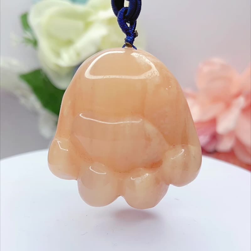 超仙美樱花粉 圆厚猫爪佘太翠 猫掌肉球手把件 盘玩把玩 大挂坠 - 吊饰 - 玉石 多色
