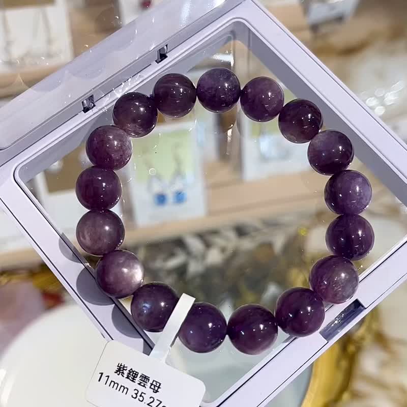小精品紫罗兰猫眼紫锂云母11mm35.27g手珠统合心智与心灵缓和焦虑 - 手链/手环 - 水晶 紫色