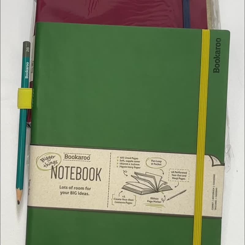 BookarooB5綁帶撞筆記本 带收納袋筆插学习书写摘抄笔记学习本 - 笔记本/手帐 - 纸 