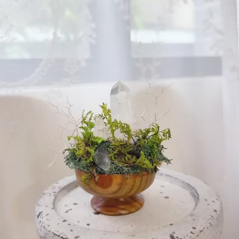 完整的自己  白水晶簇-办公室小物 。永生叶材绿植栽 - 植栽/盆栽 - 水晶 白色