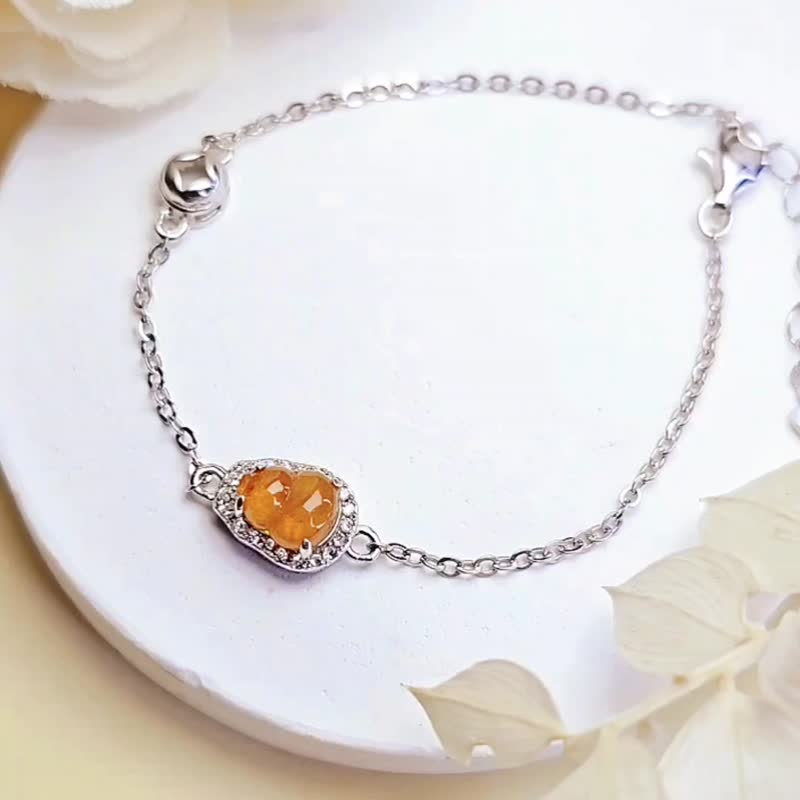 |招财 福气|缅甸翡翠高冰芬达黄起莹葫芦6.8mm纯银镀18k手链 - 手链/手环 - 玉石 