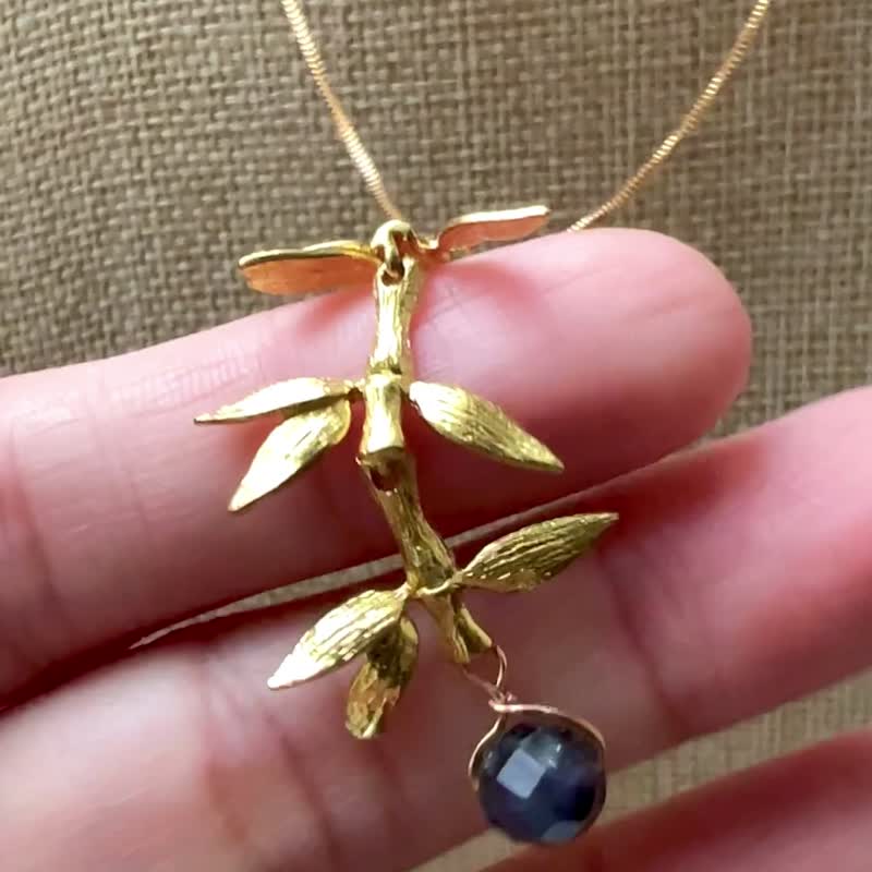 情人节礼物 ||紫竹|| 堇青石 黄铜包18K金 可调式项链 仅此一件 - 项链 - 水晶 多色