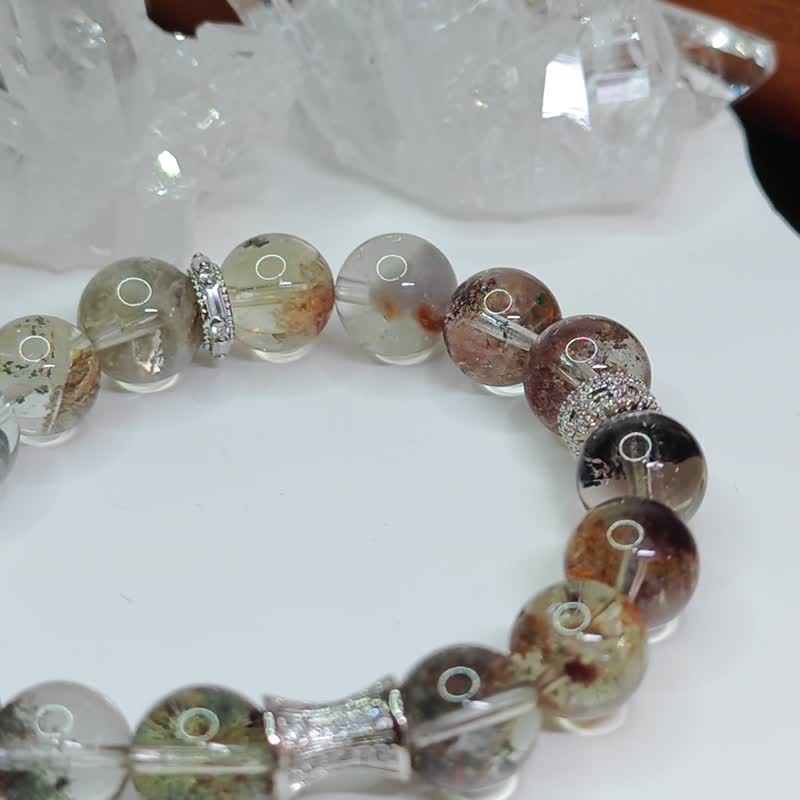 男女款•四季绿幽灵水晶•水晶球的放大镜 - 手链/手环 - 水晶 