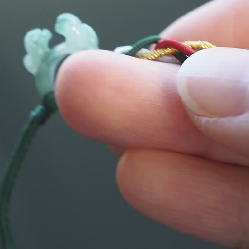 宝淇 -  暖星-飘花小鹿环手绳 - 天然A货翡翠 - 手链/手环 - 玉石 绿色