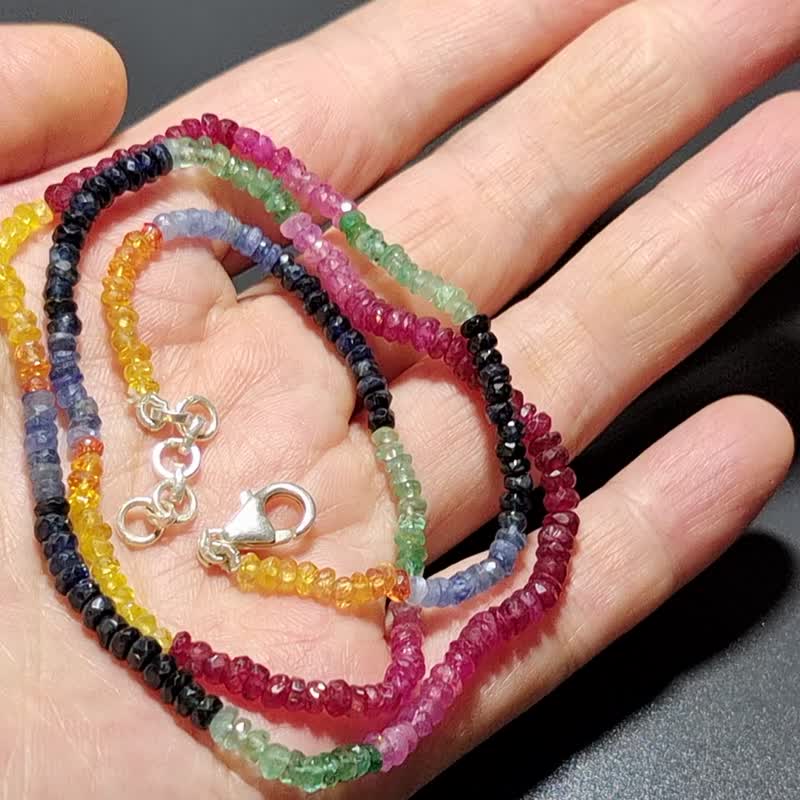 天然 彩宝 项链 蓝宝石 红宝石 祖母绿 尼泊尔 手工制 - 项链 - 宝石 