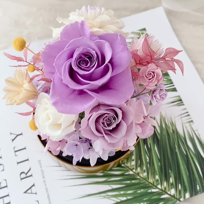 桦坊/定制化礼物/永生花玻璃盅花礼/金属卡扣玻璃盅 - 干燥花/捧花 - 植物．花 