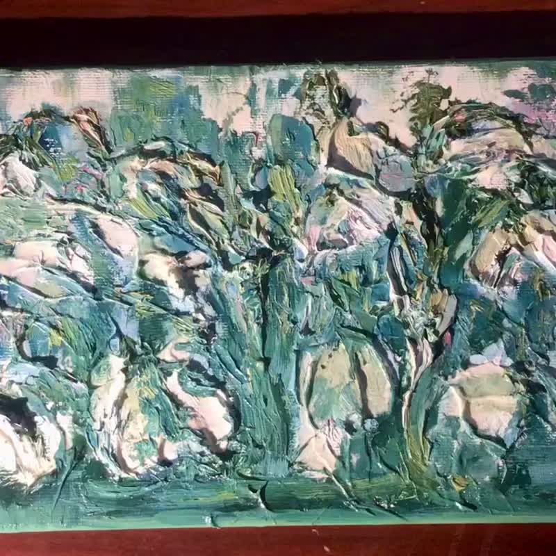 抽象雪花莲原始油画厚涂纹理画在画布墙壁装饰上 - 墙贴/壁贴 - 其他材质 绿色