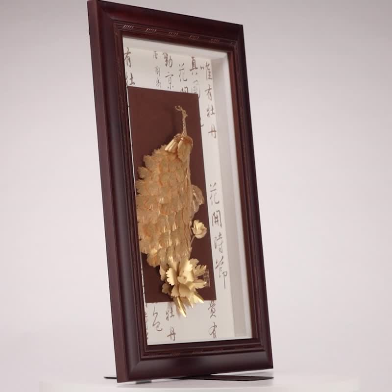 花开富贵金箔挂画 | 入宅退休生日开运吉祥艺术礼品推荐 - 海报/装饰画/版画 - 24k 金 金色