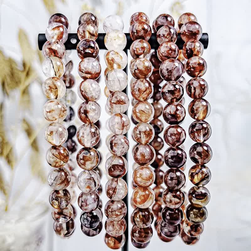 【高性价 透体红胶花】血红 橙红 胶花 水晶手串 / 可挑款 - 手链/手环 - 水晶 红色