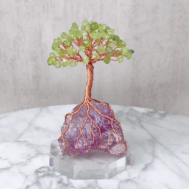 永生水晶树 // 橄榄石紫水晶 // 内在疗愈 智慧创意 - 摆饰 - 水晶 紫色
