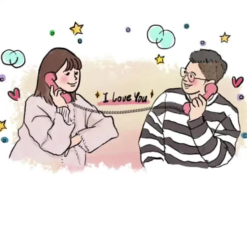可急件出货- 定制化人像/水彩风格/似颜绘 - 电子手绘真人画像/绘画/插画 - 其他材质 