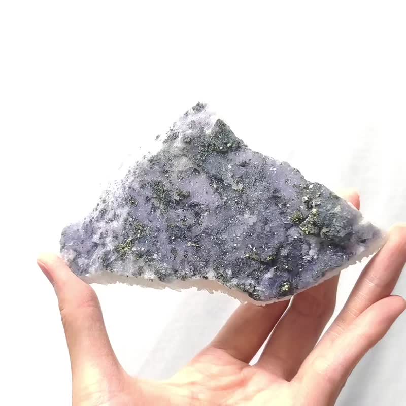 紫水晶共生黄铁矿 晶簇 智慧 招财 顶轮 原矿摆件 收藏 单品 礼物 - 摆饰 - 宝石 紫色