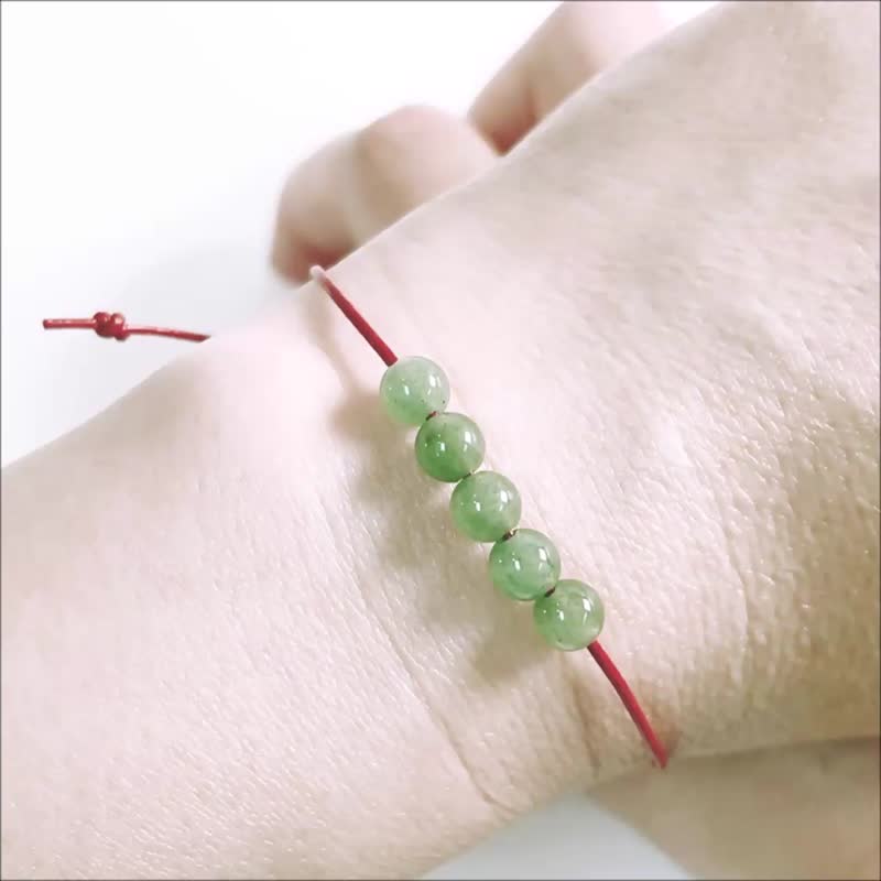 红皮绳手链 5月东菱玉 幸运红绳x5颗宝石款 轻松收紧手绳 - 手链/手环 - 半宝石 红色