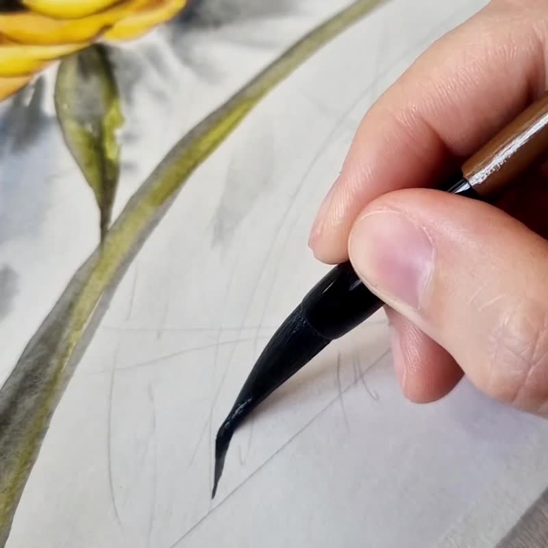 抽象的象征水彩作品与向日葵 - 墙贴/壁贴 - 纸 多色