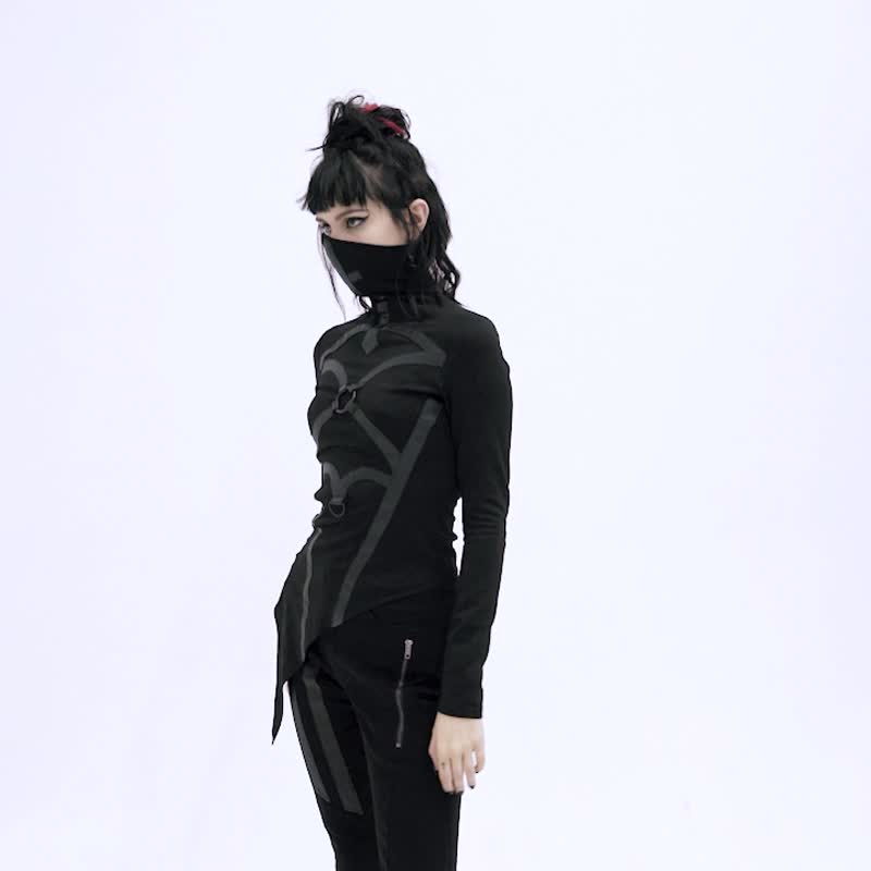 内在教堂忍者口罩上衣 - 女装针织衫/毛衣 - 其他材质 黑色