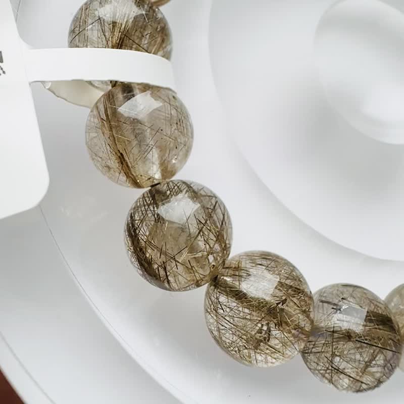 小精品玻璃透体细闪金银发水晶 10mm28.3g 主招财改善运气排除负面 - 手链/手环 - 水晶 银色
