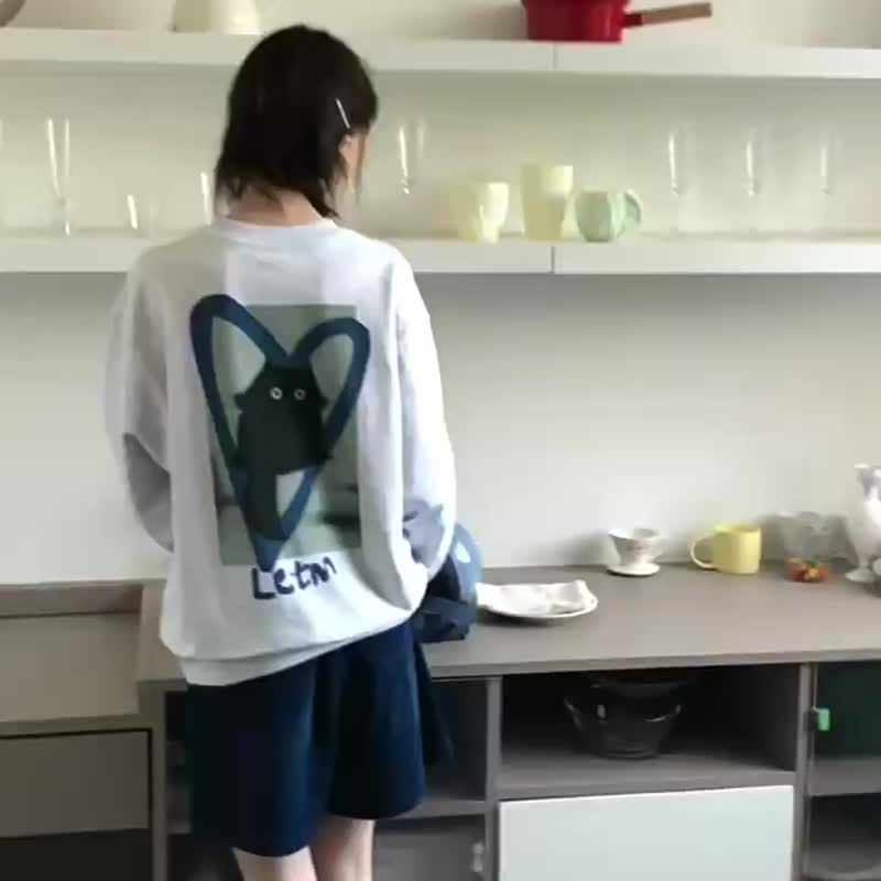cat lover 喵呜 / 后背印花圆领上衣 - 女装上衣 - 其他材质 多色