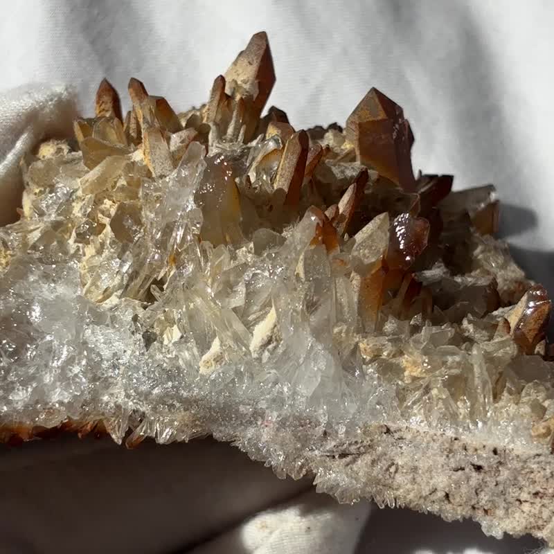 缅甸 白水晶 老皮 半透体 白水晶簇 - 摆饰 - 水晶 透明