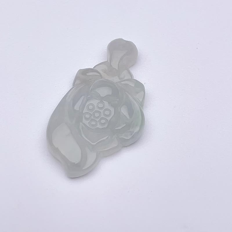 冰种翡翠莲花 | 裸石 | 天然缅甸玉翡翠 A 货 | 送礼 - 吊饰 - 玉石 白色