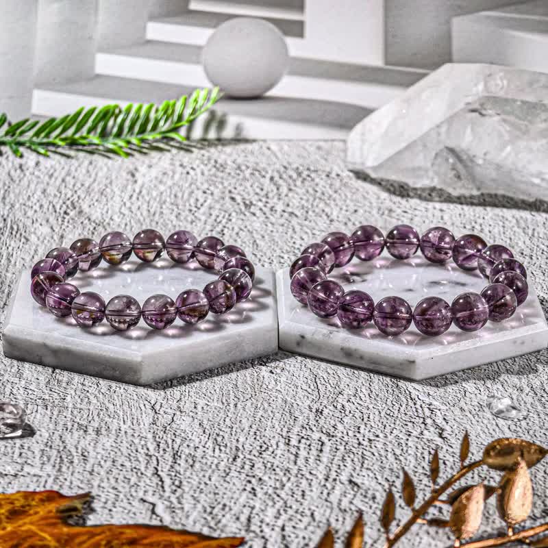 【玻利维亚塔山紫黄晶】高品透体紫黄晶 水晶手链手串 双色共生 - 手链/手环 - 水晶 紫色