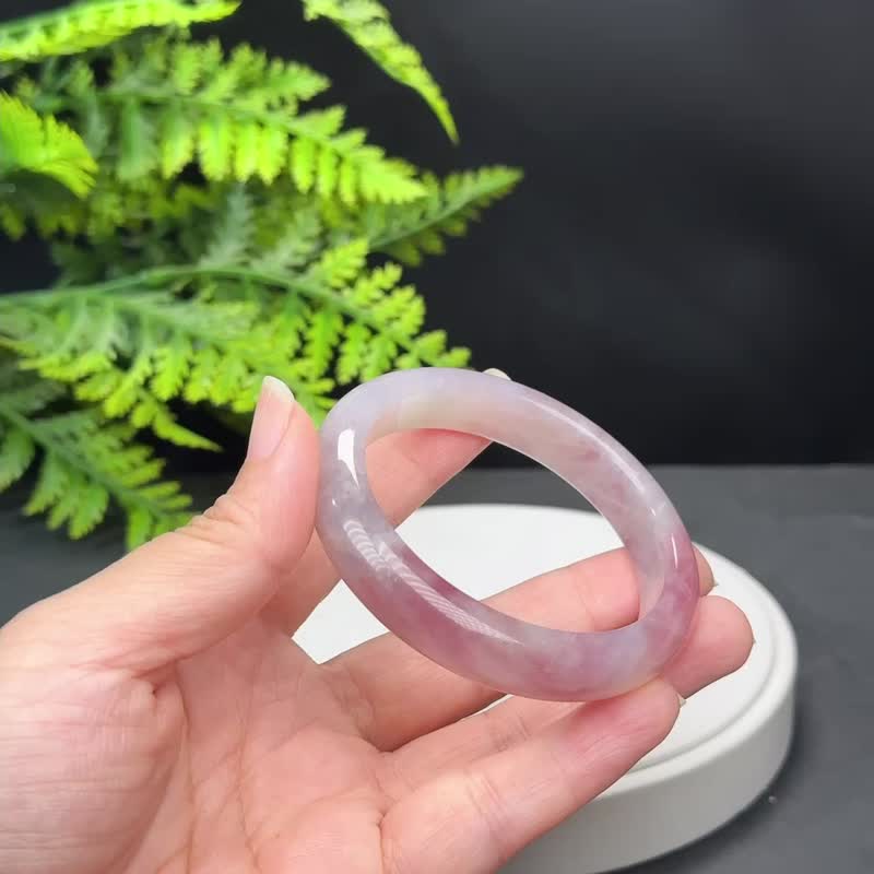 马达加斯加 紫色粉晶手镯 56MM 老料紫粉冰飘玫瑰石英 个人魅力 - 手链/手环 - 水晶 紫色
