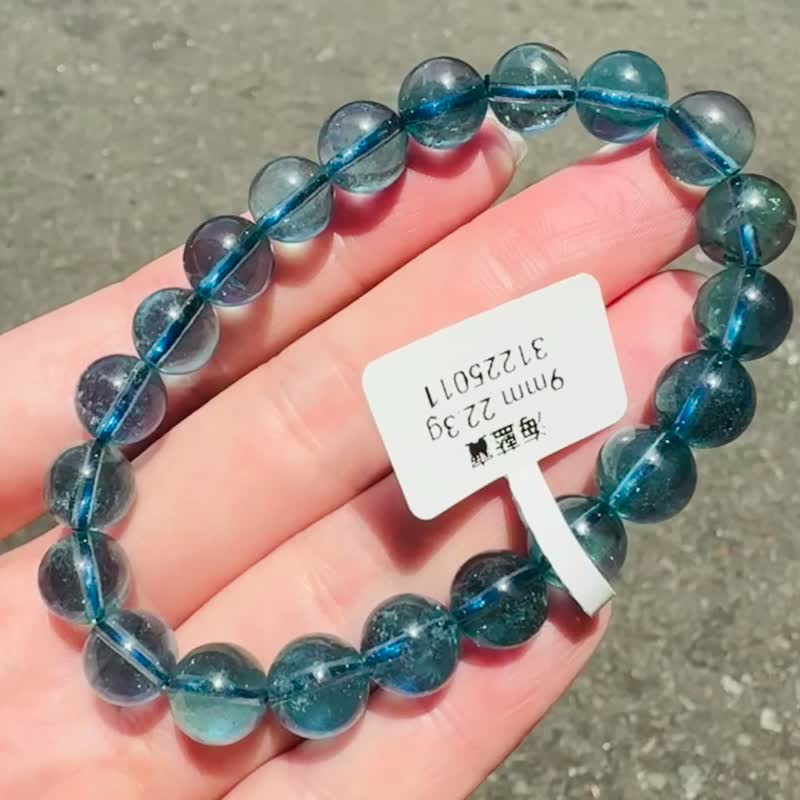 精品浓色海蓝海蓝宝水晶9mm22.3g平衡情绪减缓压力提高沟通 - 手链/手环 - 水晶 蓝色