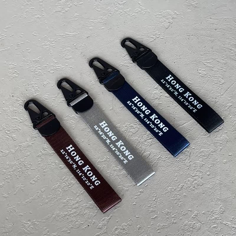 【Hong Kong 手绘地图系列】雾面黑扣行李带 - 挂绳/吊绳 - 尼龙 多色