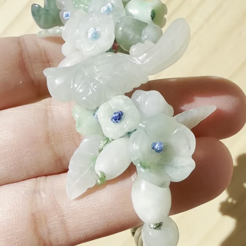 手工編織翡翠手链 — 光中羽影 - 手链/手环 - 玉石 绿色