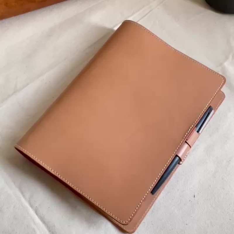 双笔插活页真皮书套 | 以笔为锁，系住日常灵感 - 书衣/书套 - 真皮 多色