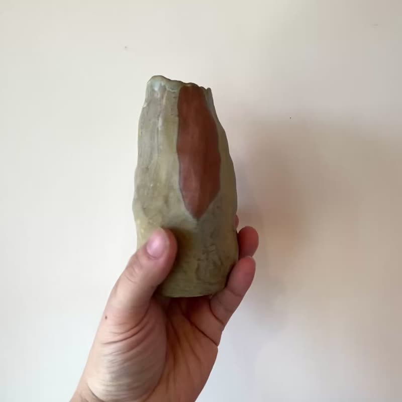 【乔迁礼物】风的皱折No3钴绿手捏花器侘寂风雕塑摆件收艺术作品 - 摆饰 - 陶 绿色