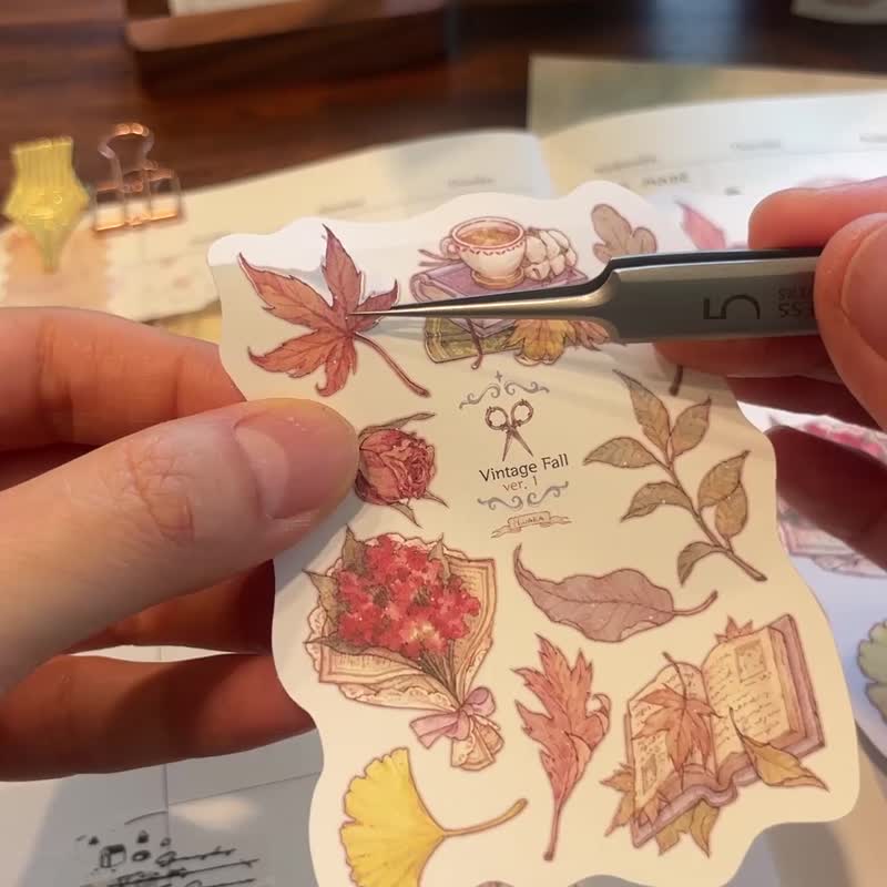 *(新品) 复古秋日 - 贴纸 - 纸 