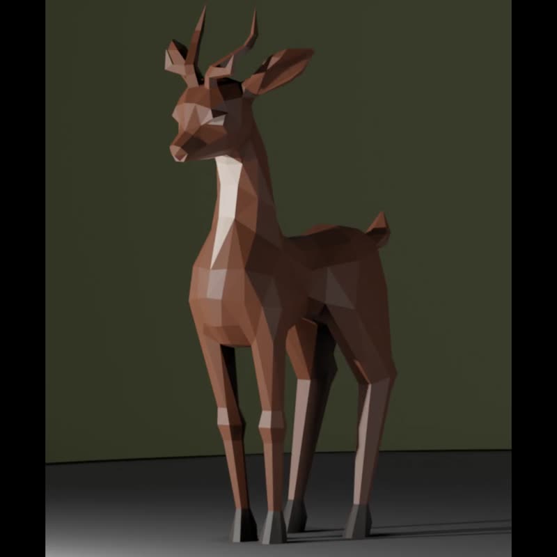 Deer, LowPoly, Origami, 3Dobject, HandMade - 电子手绘真人画像/绘画/插画 - 其他材质 