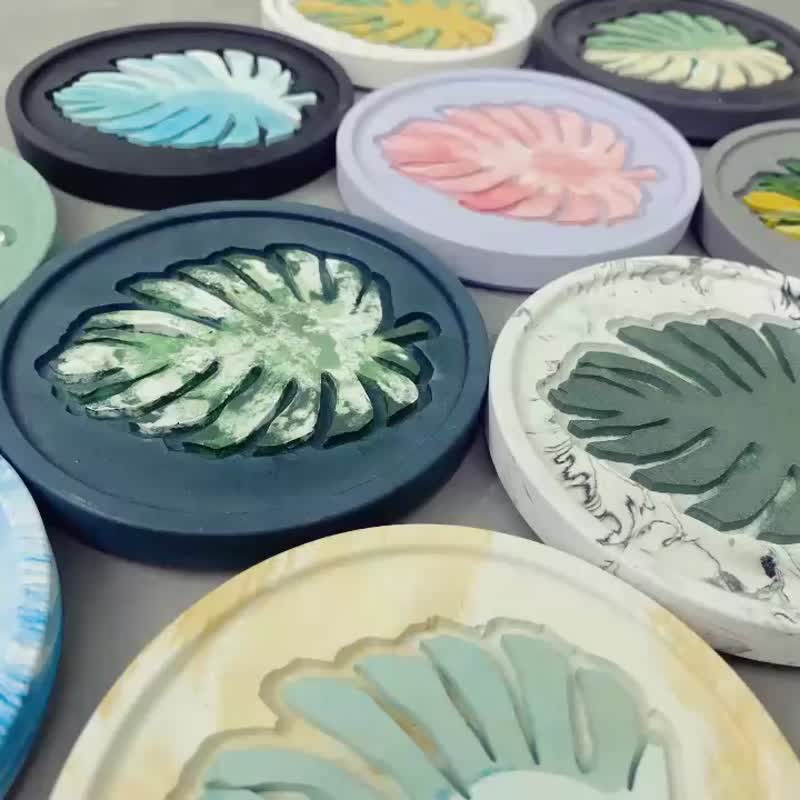想泥手作 DIY 龟背芋水泥杯垫 手作材料包 - 其他 - 硅胶 多色