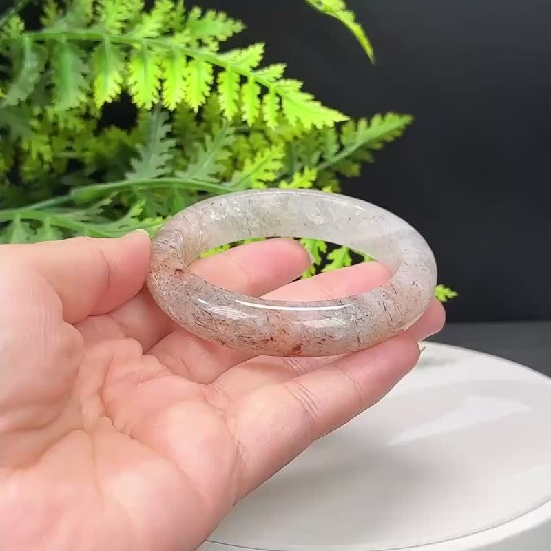 精美 黑金超七水晶手镯 54MM 冰润星光闪片石英手环 平衡调和气场 - 手链/手环 - 水晶 