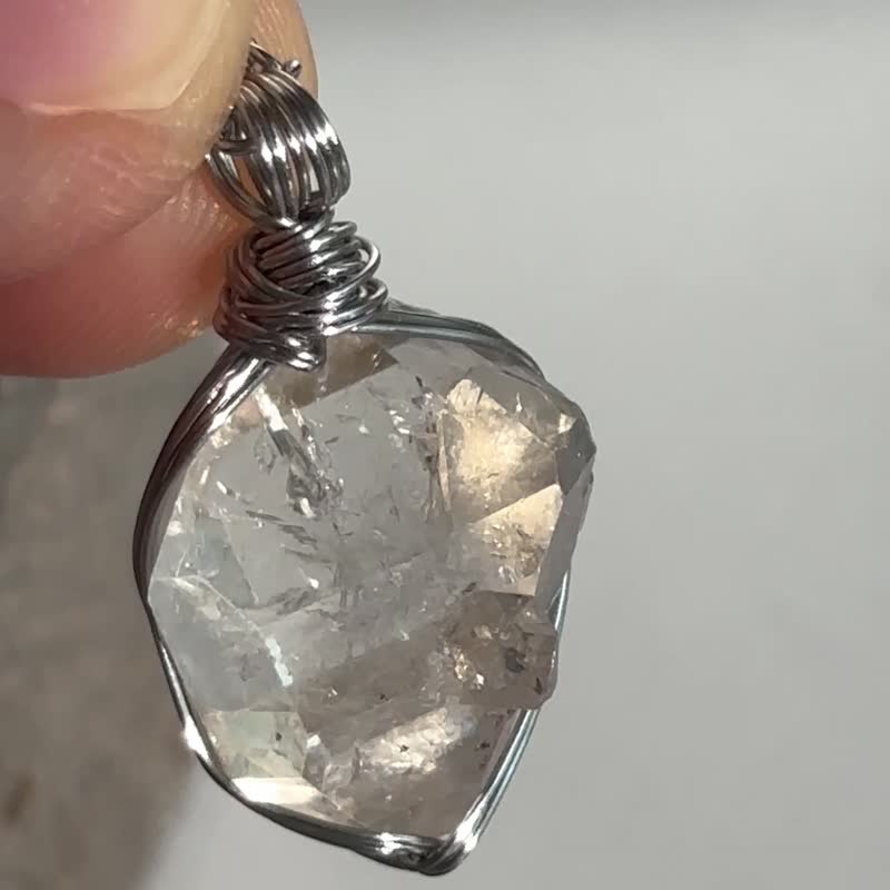 *原石* 独一无二* 天然闪灵钻颈链 Natural Herkimer - 颈链 - 水晶 白色