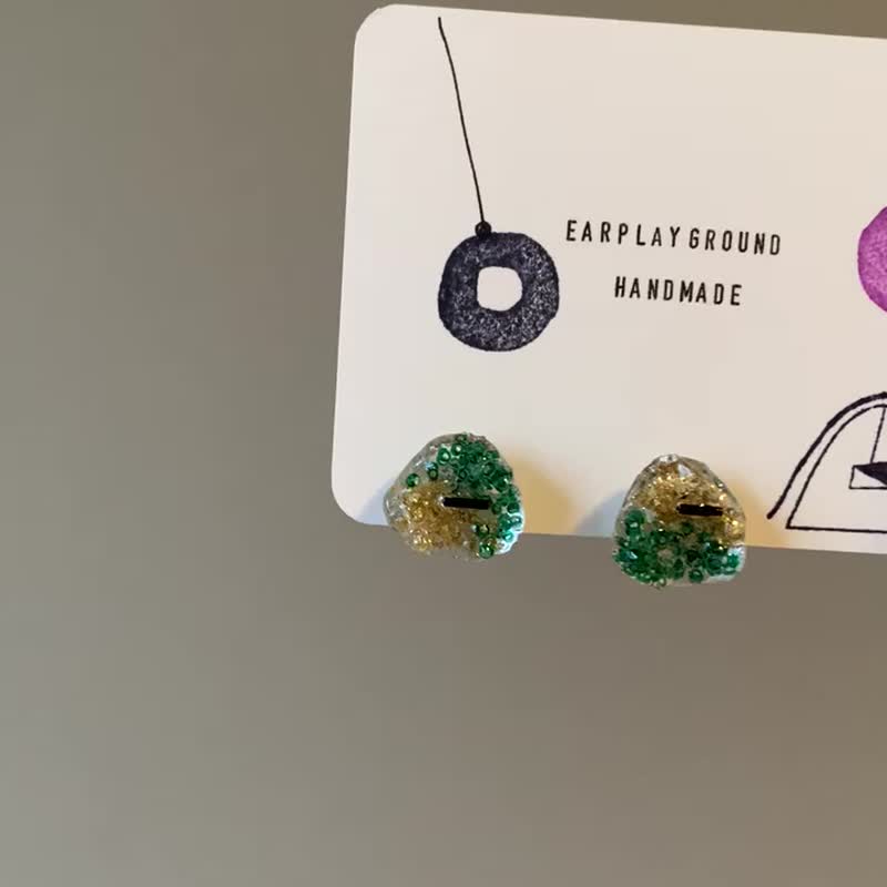 绿仙草•耳夹/耳针 - 耳环/耳夹 - 树脂 绿色