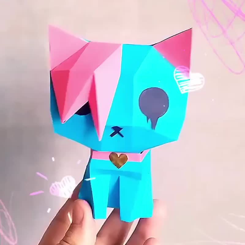 DIY 纸 Emo Kitty 3D 纸艺 可打印 PDF - 手工艺教程/工具书 - 其他材质 