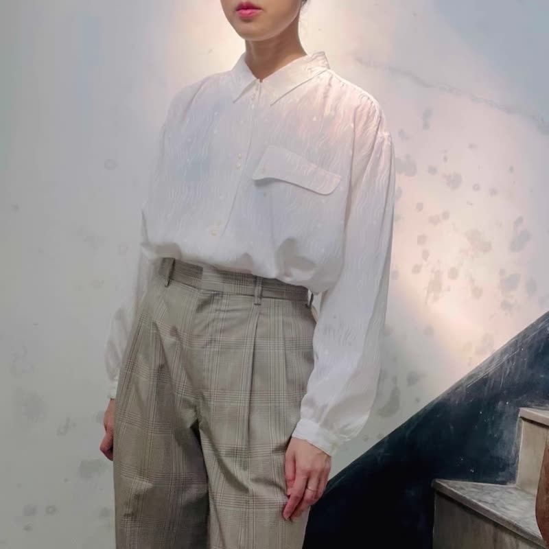 古董提花衬衫【日本古董衣】永续是最奢华的精品 - 女装上衣 - 聚酯纤维 白色