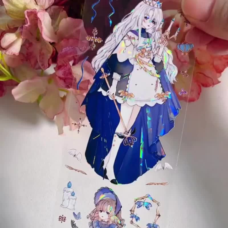 晚宴 西洋少女 お姫様 PET 紙膠帶 貝殼光 10米卷 - 纸胶带 - 其他材质 多色
