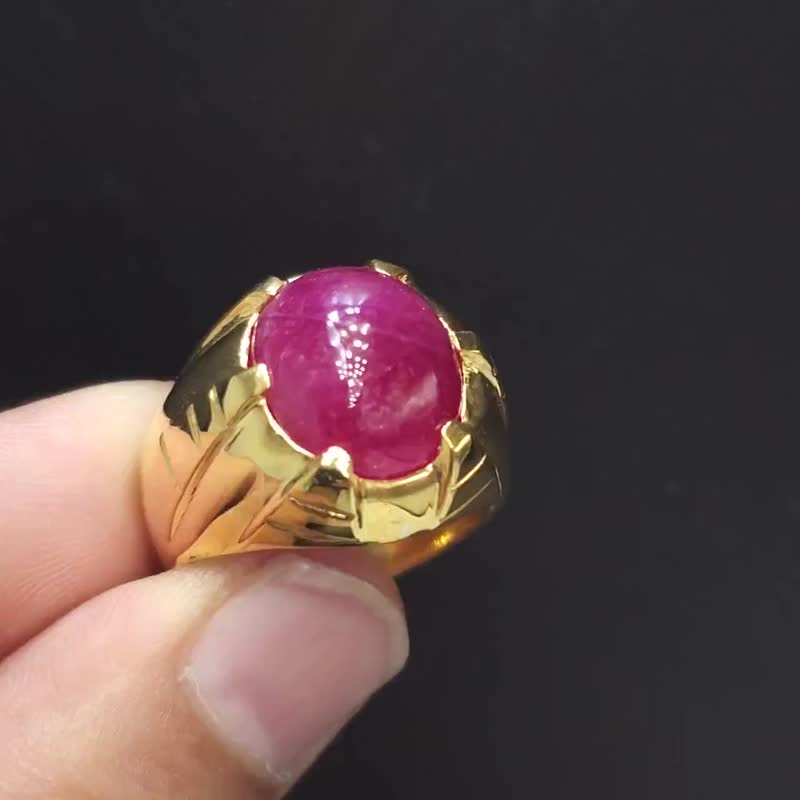 18k 铂金红宝石戒指 天然红宝石戒指 铂金宝石戒指 复古天然红宝石戒指 - 戒指 - 宝石 紫色