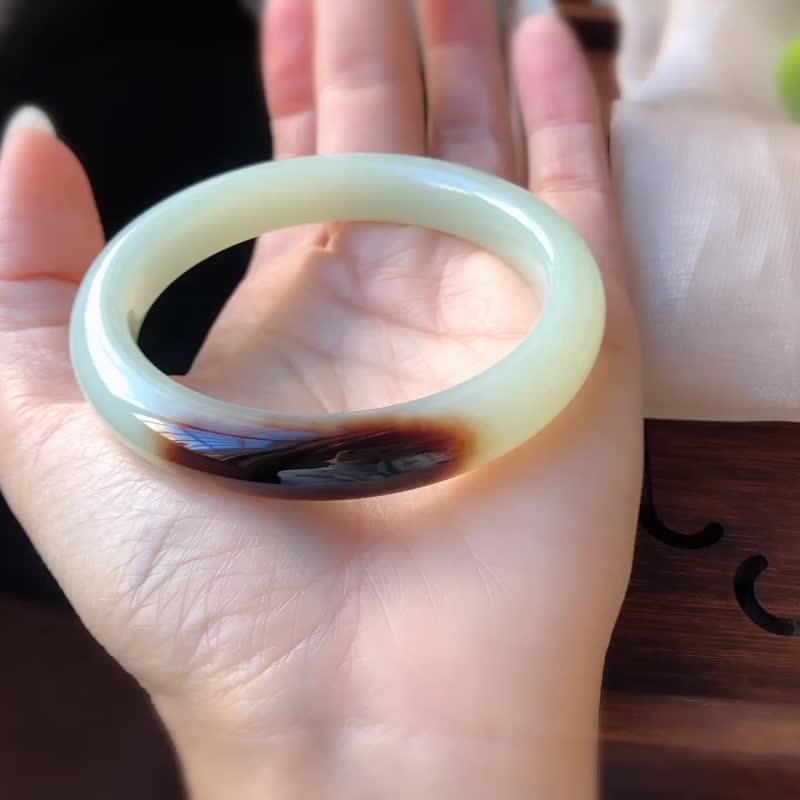 天然和田玉糖白玉镯 圈口58.3mm 脂粉细腻油润 - 手链/手环 - 玉石 