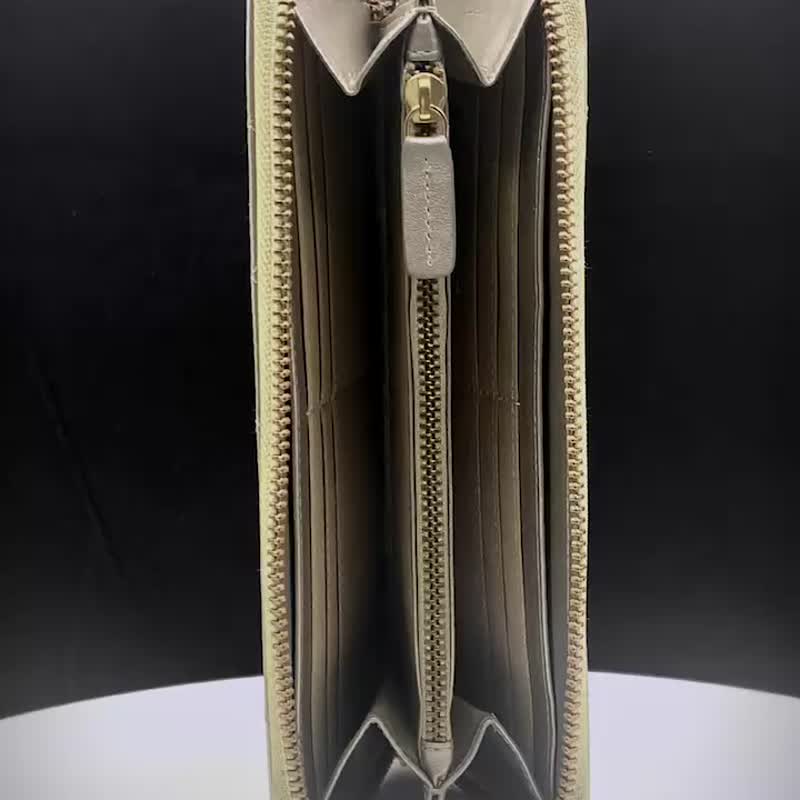 CROSS 限量1折 顶级小牛皮菱格纹长夹 金 全新专柜展示品 - 皮夹/钱包 - 真皮 银色