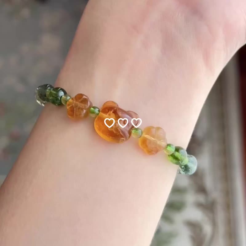 Honey Bear 碧玺小熊手链 - 手链/手环 - 半宝石 黄色