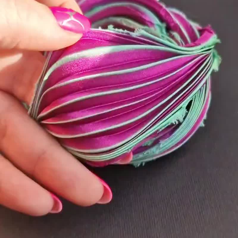 30 厘米 1/3 码纯丝织带手工天然丝绸打褶布料 - 编织/刺绣/羊毛毡/裁缝 - 丝．绢 